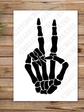 *2 for $20* Skeleton Hand Peace Sign vinyl decal Sticker Handcrafted